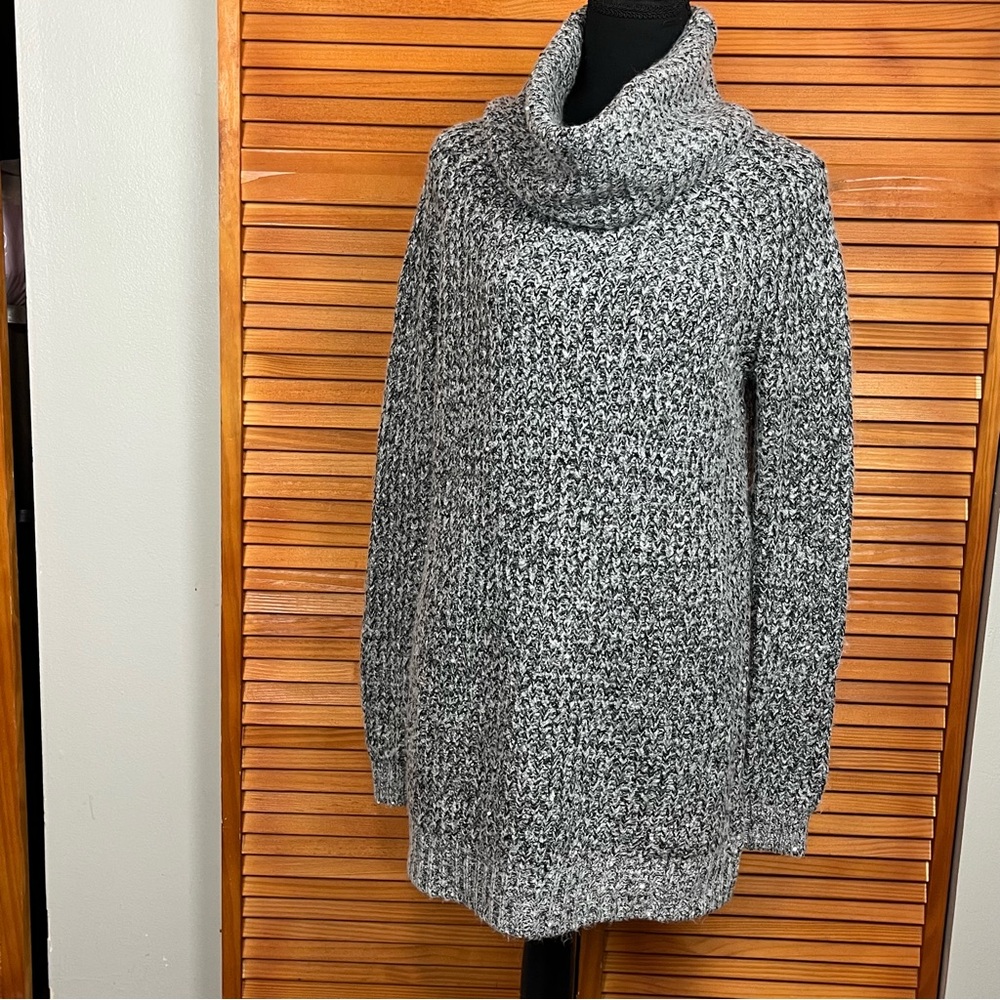 Mossimo Marled Black & White Cowl Neck Sequins Sweater